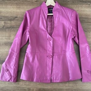Pink 100% Leather Metro Style Vintage Jacket